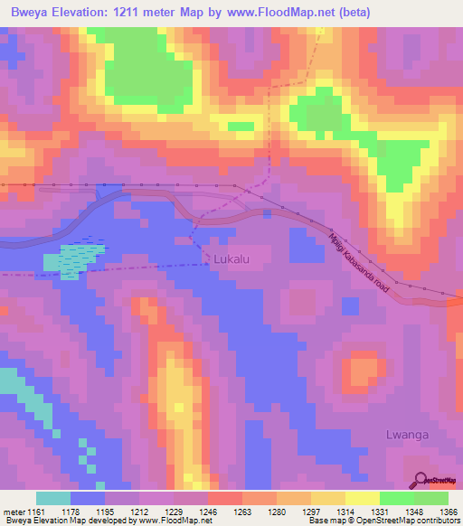 Bweya,Uganda Elevation Map