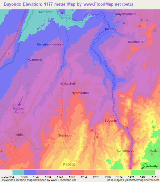 Buyondo,Uganda Elevation Map