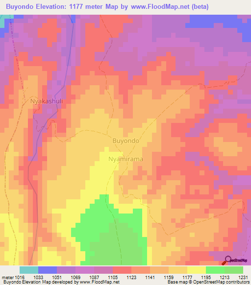 Buyondo,Uganda Elevation Map