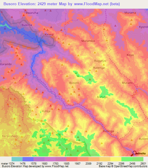 Busoro,Uganda Elevation Map