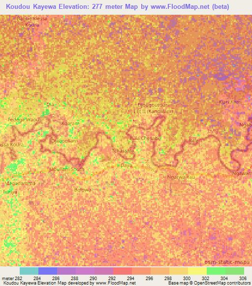 Koudou Kayewa,Niger Elevation Map