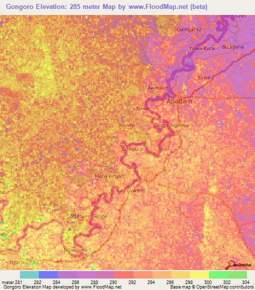 Gongoro,Niger Elevation Map