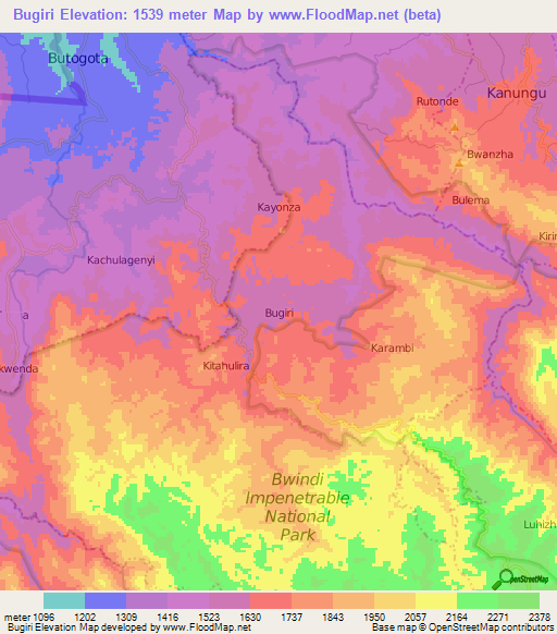 Bugiri,Uganda Elevation Map