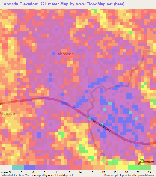 Ahoada,Nigeria Elevation Map