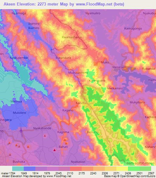 Elevation of Akeen,Uganda Elevation Map, Topography, Contour