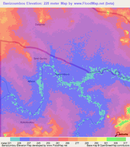 Banizoumbou,Niger Elevation Map