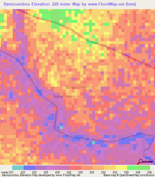 Banizoumbou,Niger Elevation Map