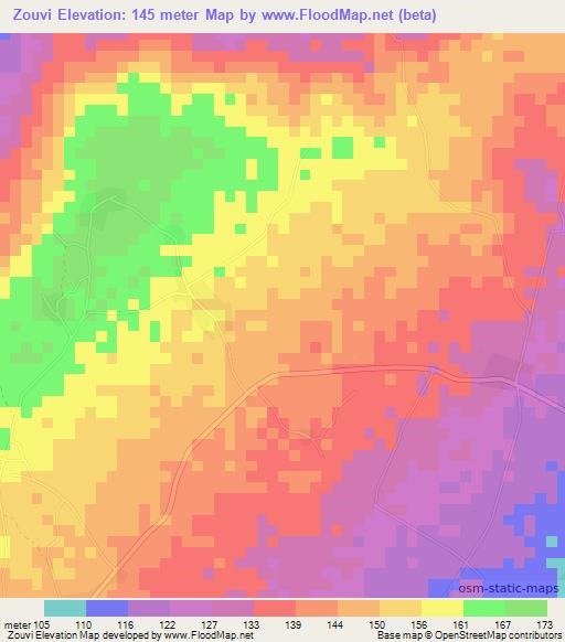 Zouvi,Togo Elevation Map