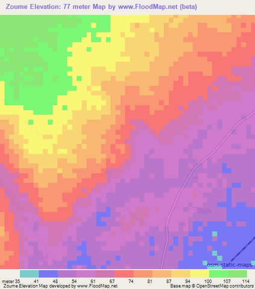 Zoume,Togo Elevation Map