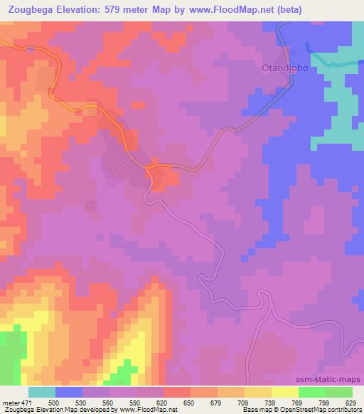 Zougbega,Togo Elevation Map