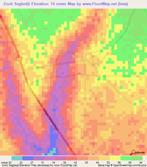 Zooti Segbedji,Togo Elevation Map