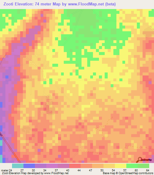 Zooti,Togo Elevation Map