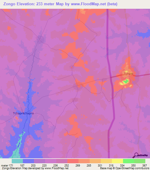 Zongo,Togo Elevation Map