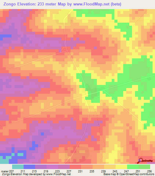 Zongo,Togo Elevation Map