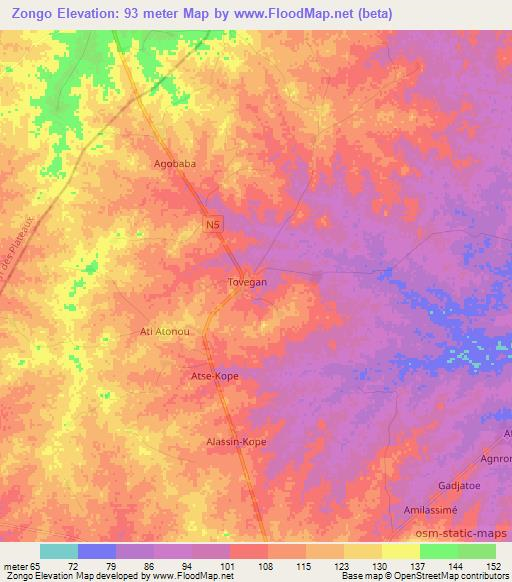 Zongo,Togo Elevation Map