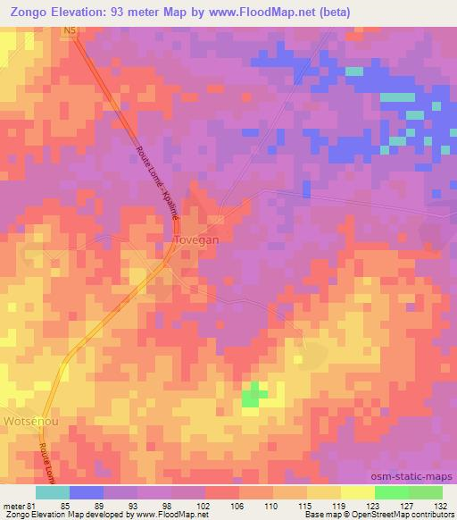 Zongo,Togo Elevation Map