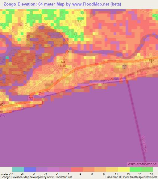 Zongo,Togo Elevation Map