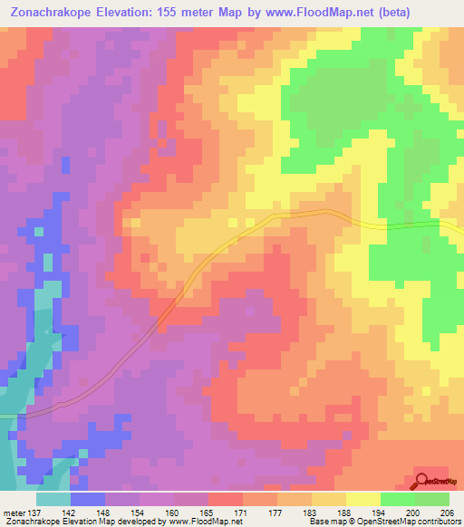 Zonachrakope,Togo Elevation Map