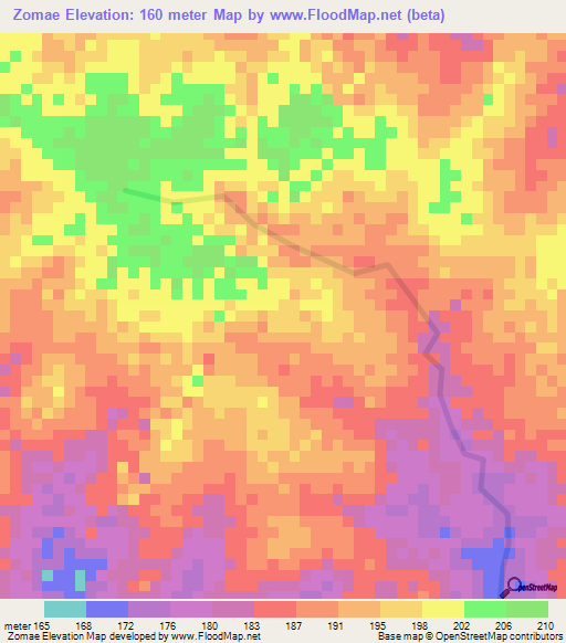 Zomae,Togo Elevation Map