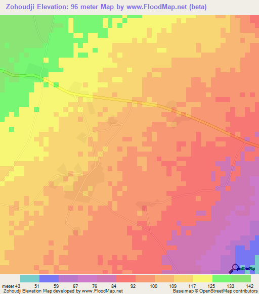 Zohoudji,Togo Elevation Map