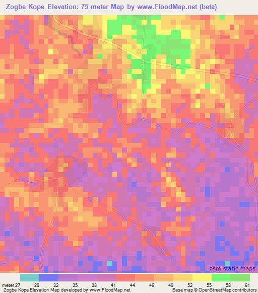 Zogbe Kope,Togo Elevation Map