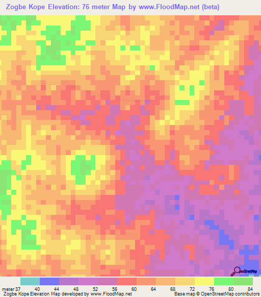 Zogbe Kope,Togo Elevation Map