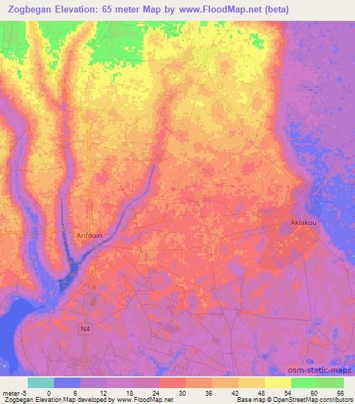 Zogbegan,Togo Elevation Map