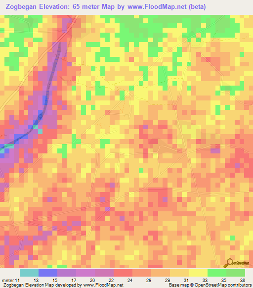 Zogbegan,Togo Elevation Map