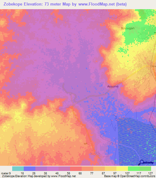 Zobekope,Togo Elevation Map