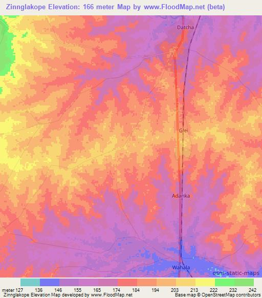 Zinnglakope,Togo Elevation Map