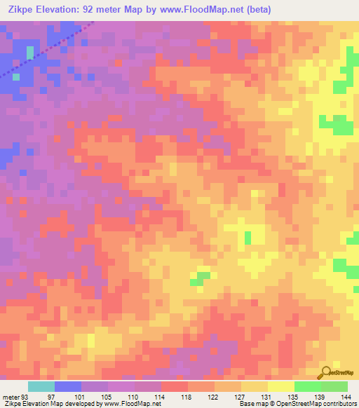 Zikpe,Togo Elevation Map