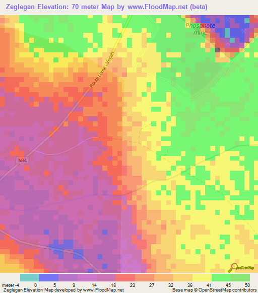 Zeglegan,Togo Elevation Map