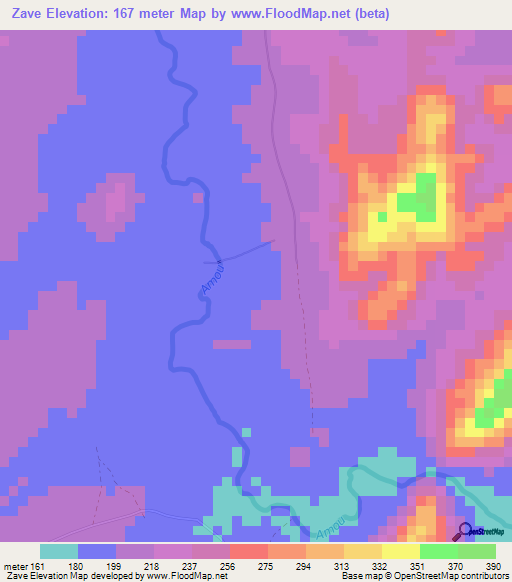 Zave,Togo Elevation Map