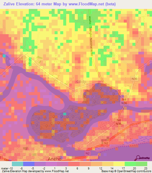 Zalive,Togo Elevation Map