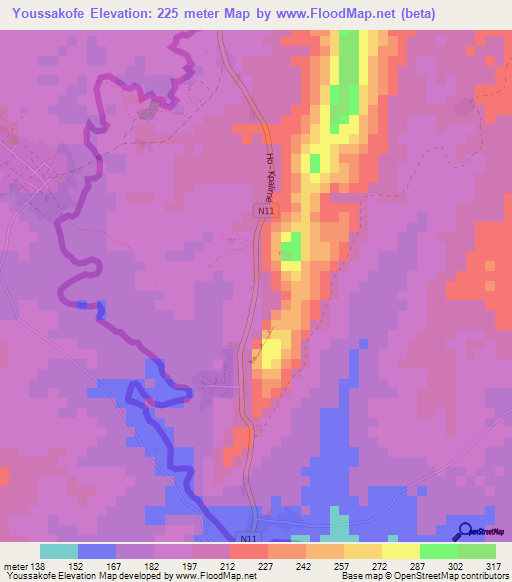 Youssakofe,Togo Elevation Map