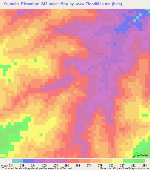 Younabe,Togo Elevation Map