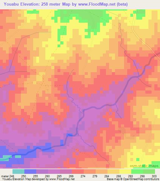 Youabu,Togo Elevation Map