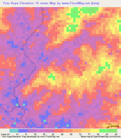 Yoto Kope,Togo Elevation Map