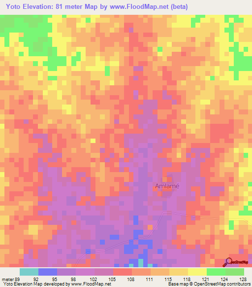 Yoto,Togo Elevation Map