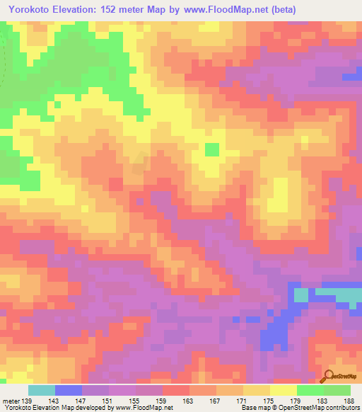 Yorokoto,Togo Elevation Map