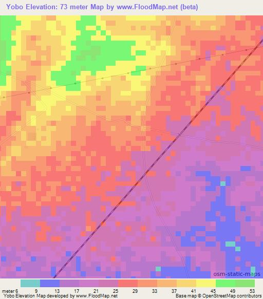 Yobo,Togo Elevation Map