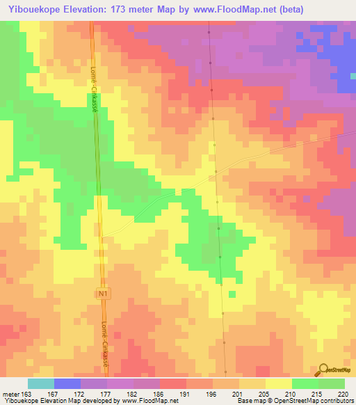 Yibouekope,Togo Elevation Map