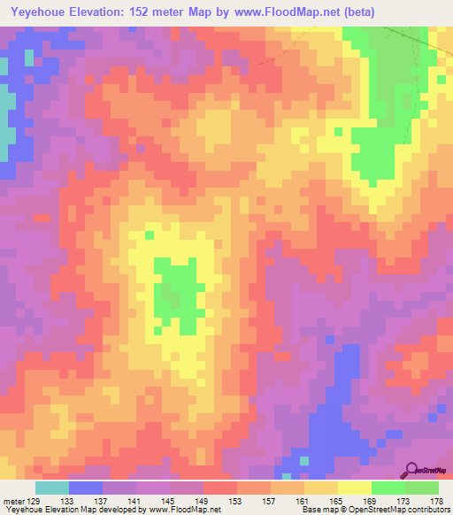 Yeyehoue,Togo Elevation Map