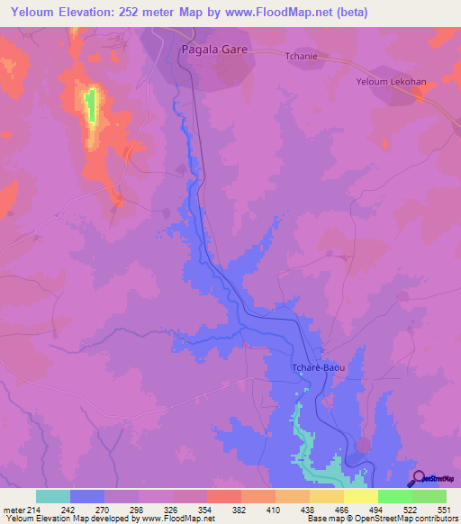 Yeloum,Togo Elevation Map