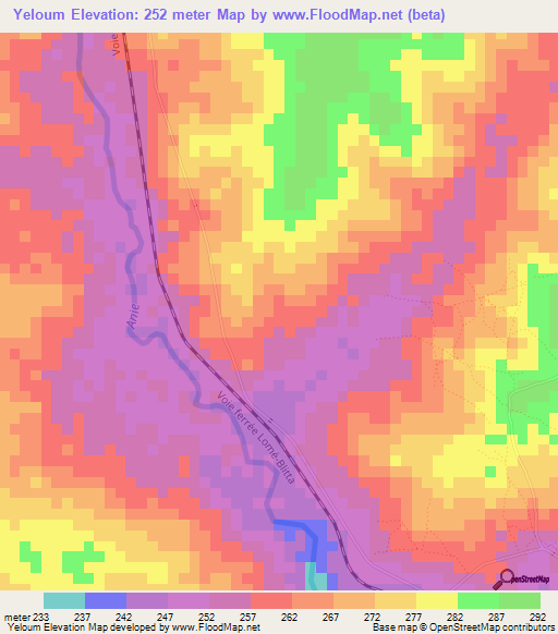 Yeloum,Togo Elevation Map