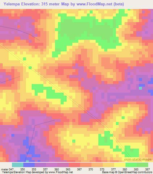 Yelempa,Togo Elevation Map