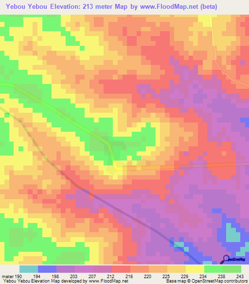 Yebou Yebou,Togo Elevation Map