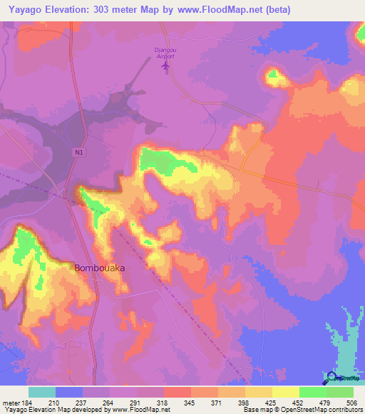 Yayago,Togo Elevation Map