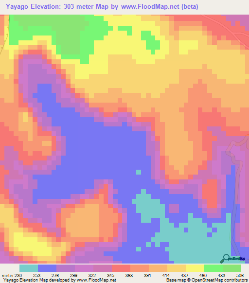 Yayago,Togo Elevation Map