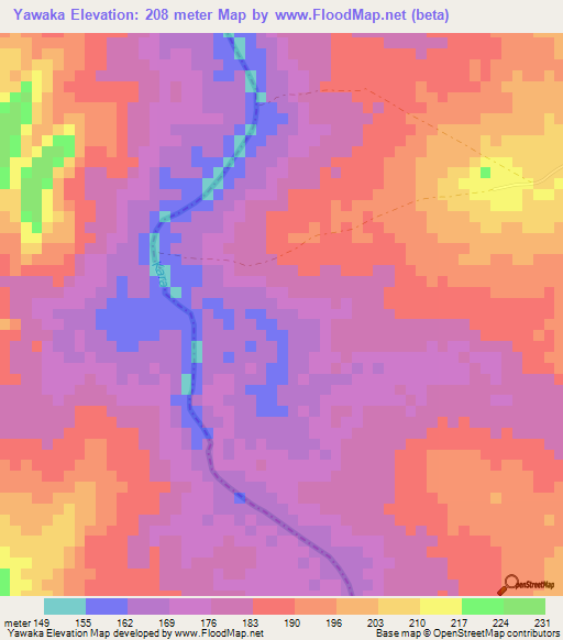 Yawaka,Togo Elevation Map